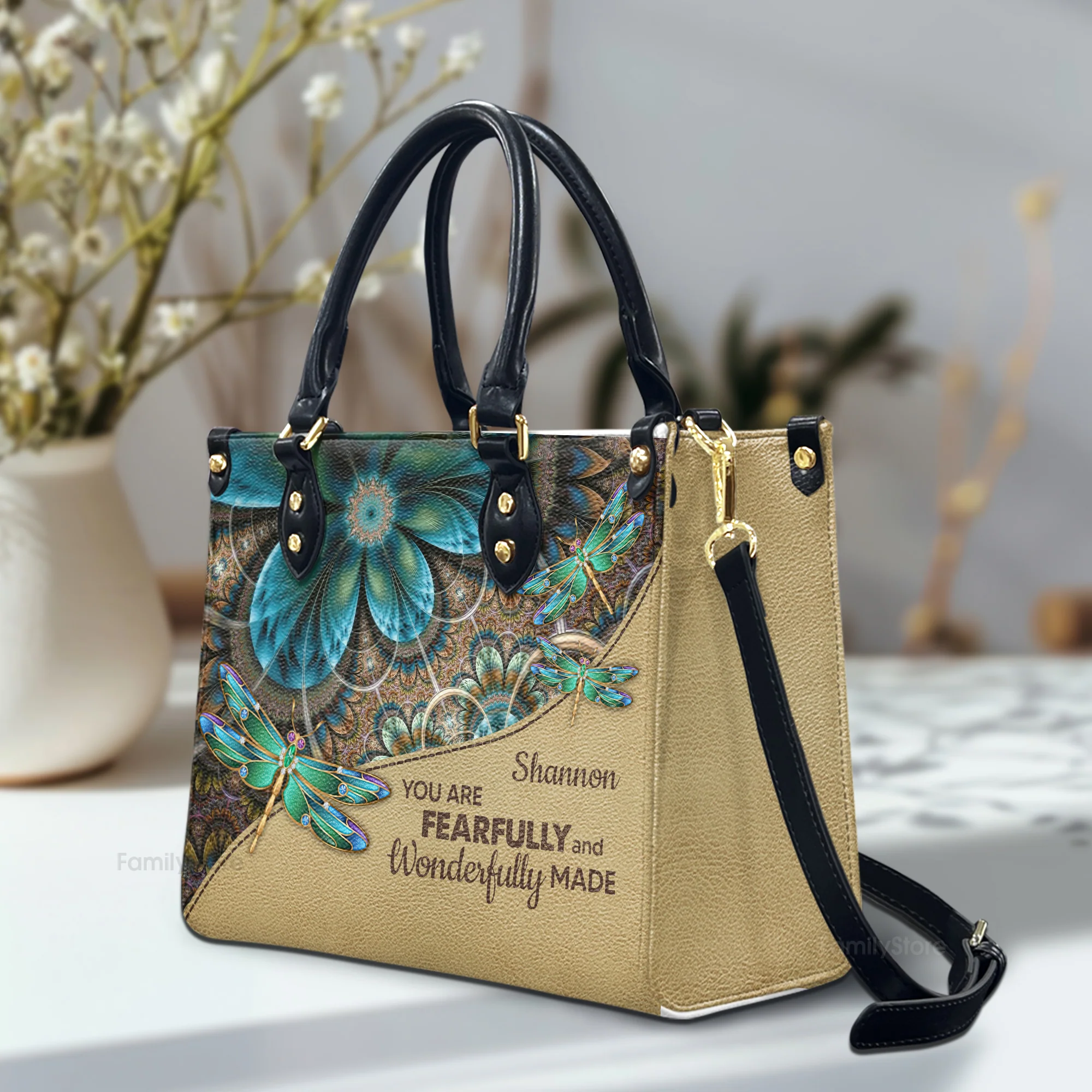 You Are Fearfully And Wonderfully Made - Beautiful Personalized Leather Handbag - AT4081466 - Image 2