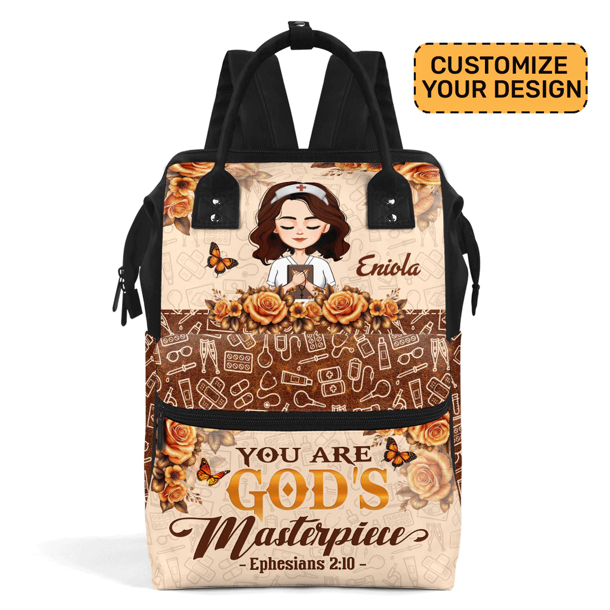 You Are God's Masterpiece - Personalized Duckbilled Backpack - Gift For Nurse | NR2 HN02