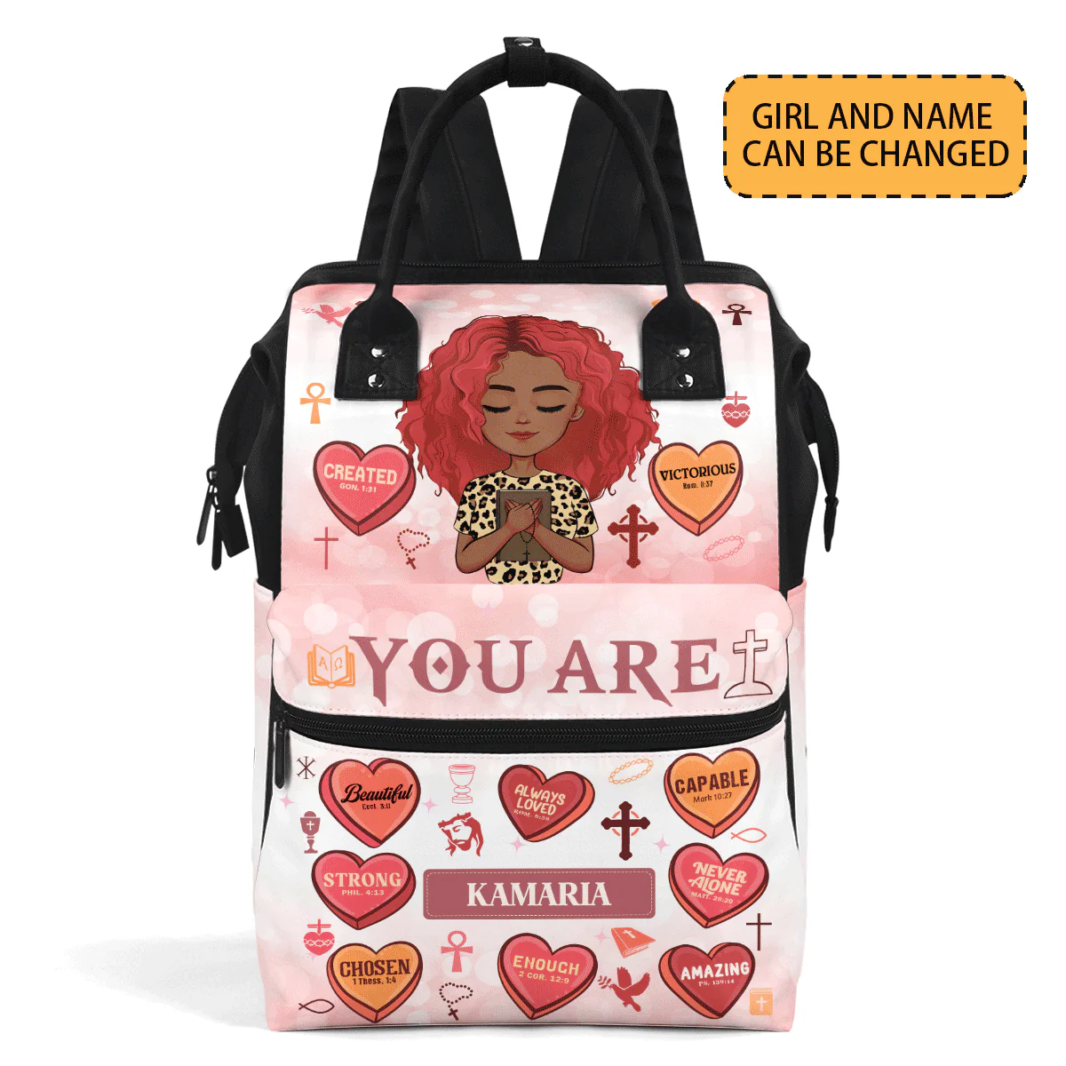You Are Loved Chosen Capable - Personalized Duckbilled Backpack - Christian Gift For Girls  | CLGOD05. God Girl