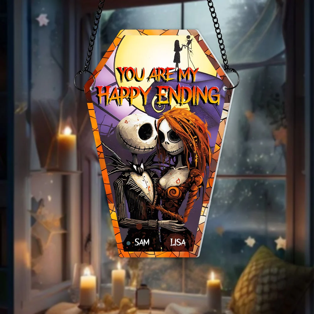 You Are My Happy Ending - Personalized Window Hanging Suncatcher - Gift For Couples NL122 CU5090904
