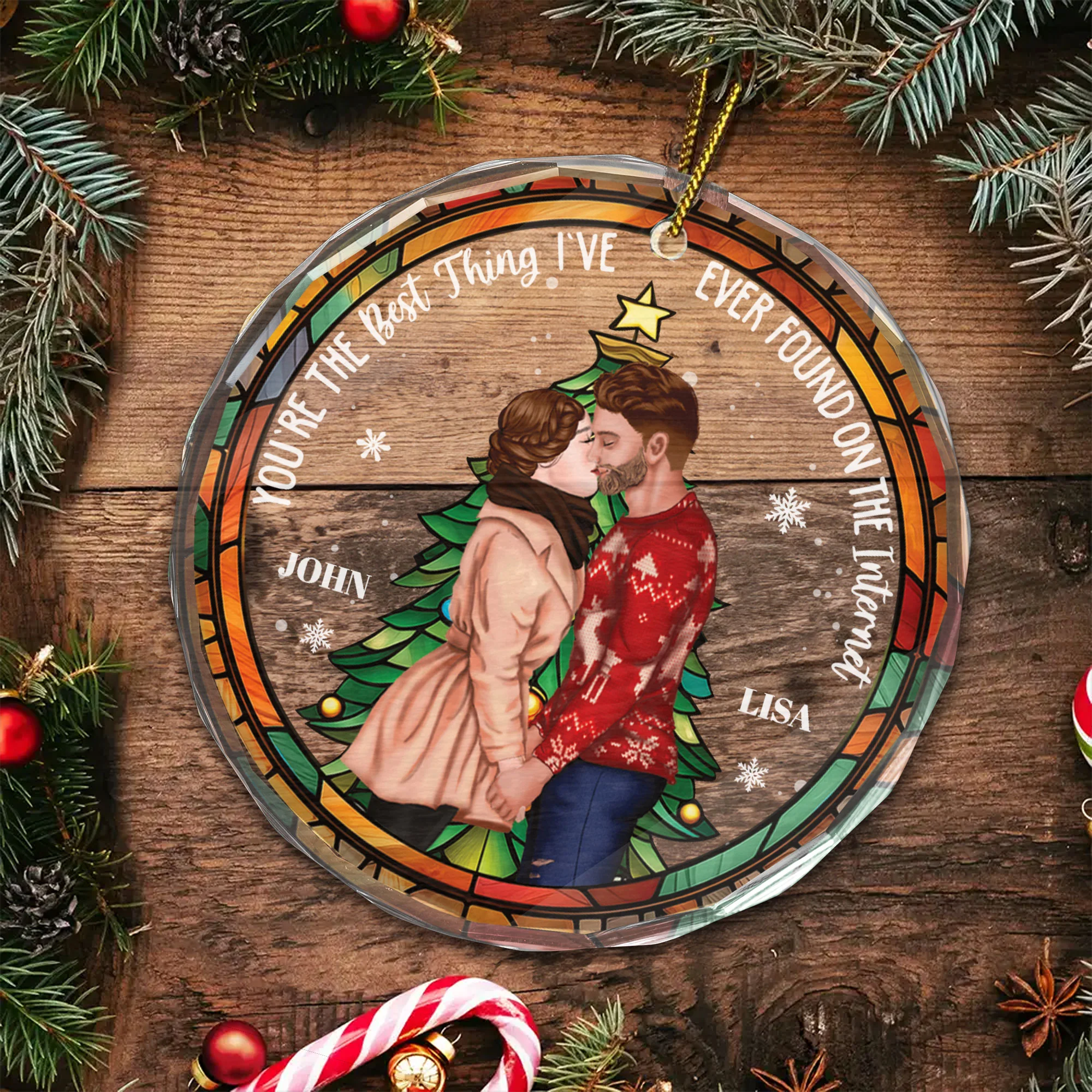 You Are The Best Thing Found On The Internet - Gift for Couples, Wedding - Personalized Glass Ornament - CL30 NH96 - Image 4