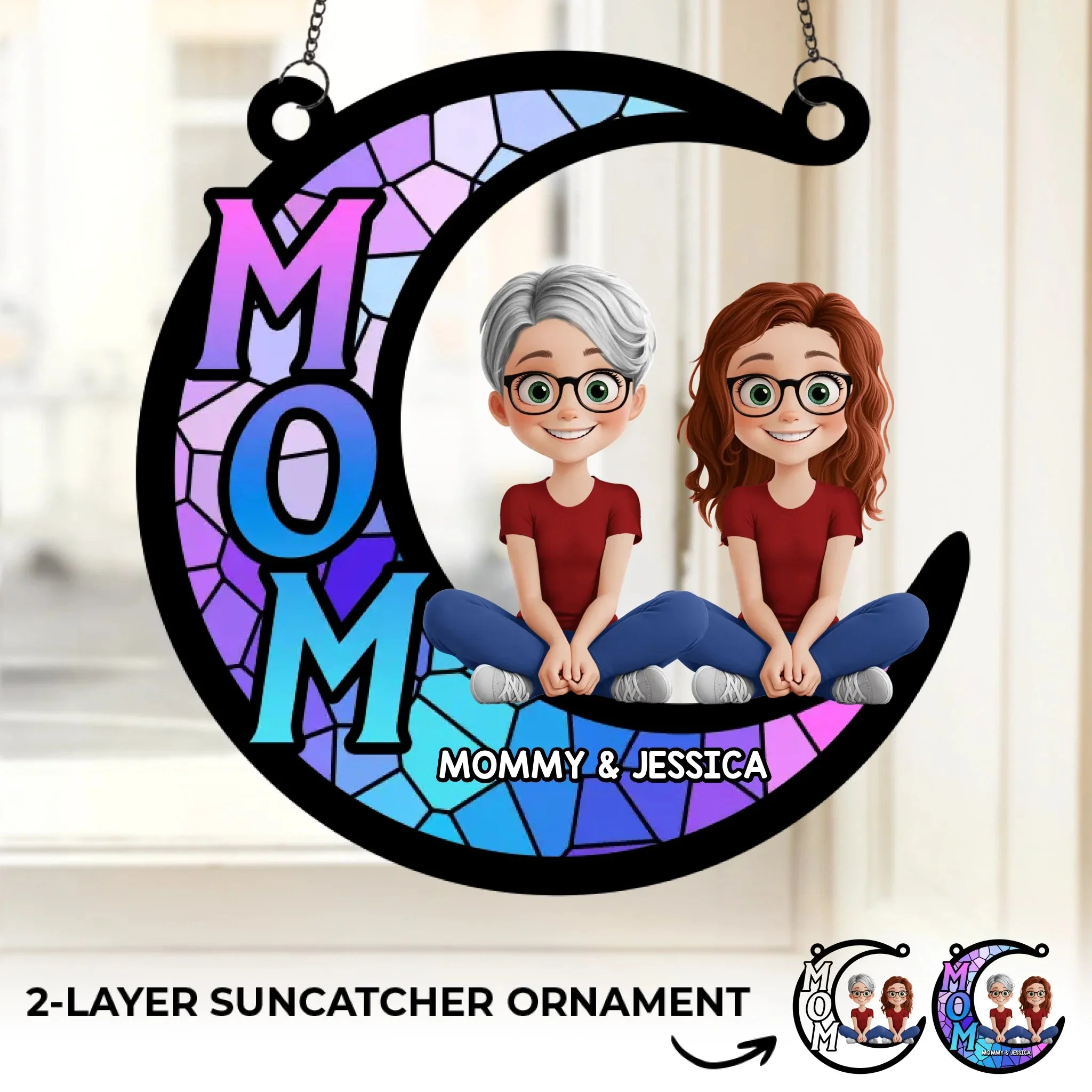 You Complete My World, Mom - Personalized Window Hanging Suncatcher - Gift For Mom, Mother's Day | GR25 HN02 - Image 2