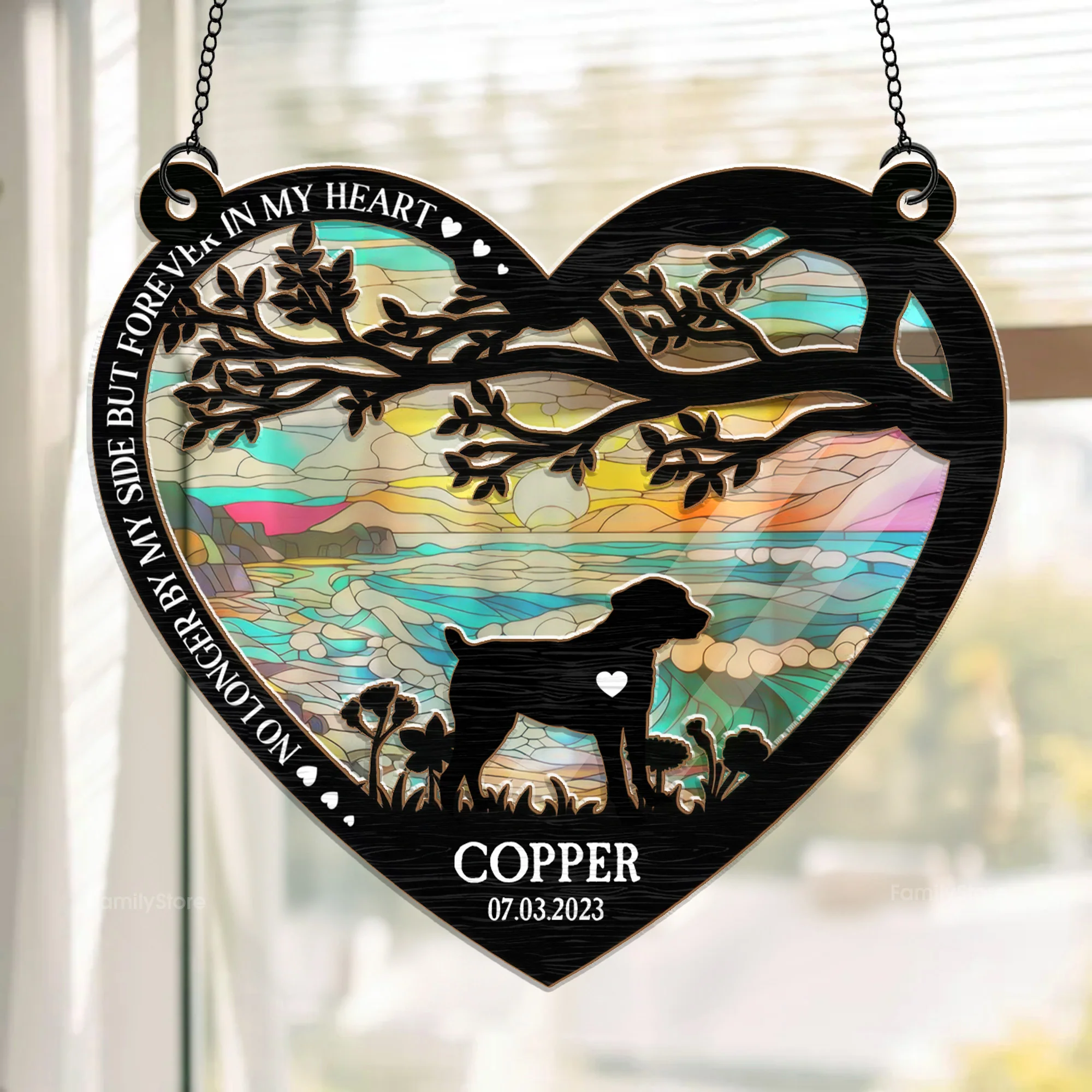 You Left Paw Prints On My Heart - Memorial Gift For Pet Lovers - Personalized Window Hanging Window Hanging Suncatcher Ornament - CLP05 NA94