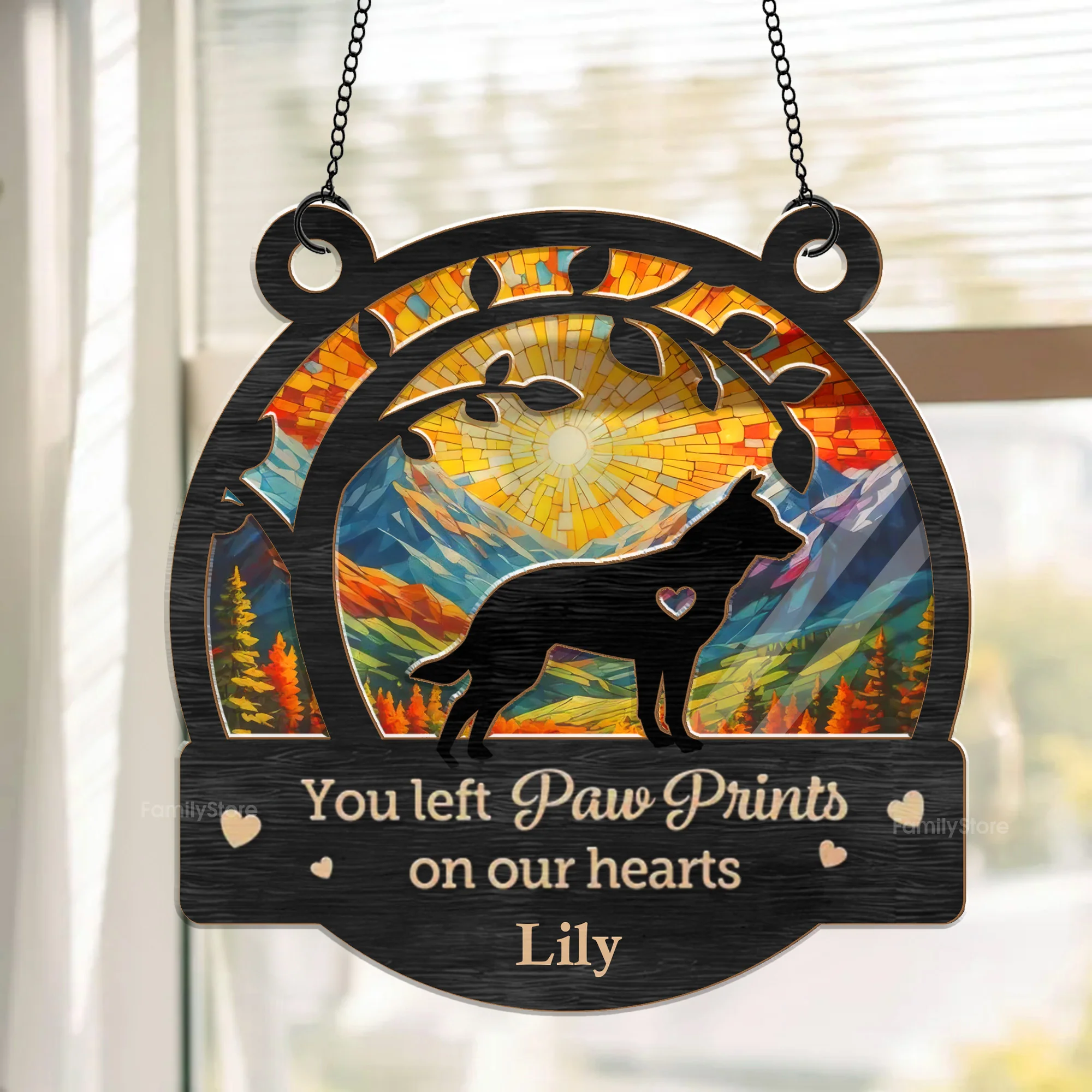 You May Be Gone, But You'll Never Be Forgotten- Memorial Gift For Pet Lovers - Personalized Window Hanging Window Hanging Suncatcher Ornament