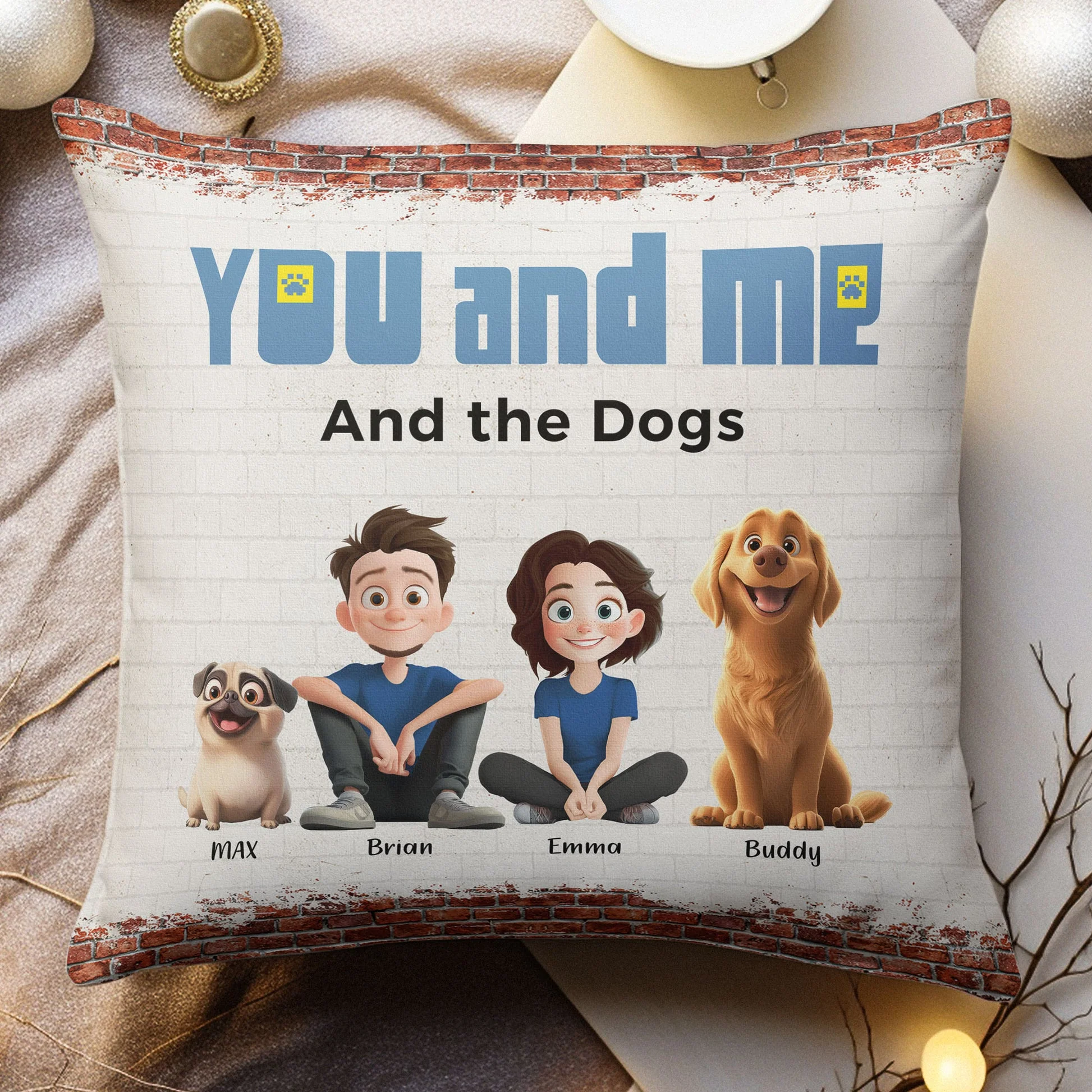 You, Me & The Lovely  Dogs Cartoon Pet - Personalized Pillow - Gift for Pet Owners, Dog Lovers, Dog Dad, Dog Mom, Cat Lovers, Cat Mom | CLP15 NH96 - Image 2