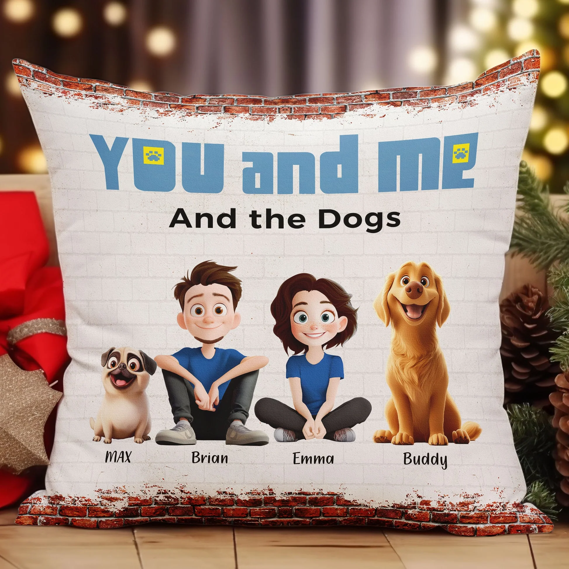 You, Me & The Lovely  Dogs Cartoon Pet - Personalized Pillow - Gift for Pet Owners, Dog Lovers, Dog Dad, Dog Mom, Cat Lovers, Cat Mom | CLP15 NH96 - Image 3