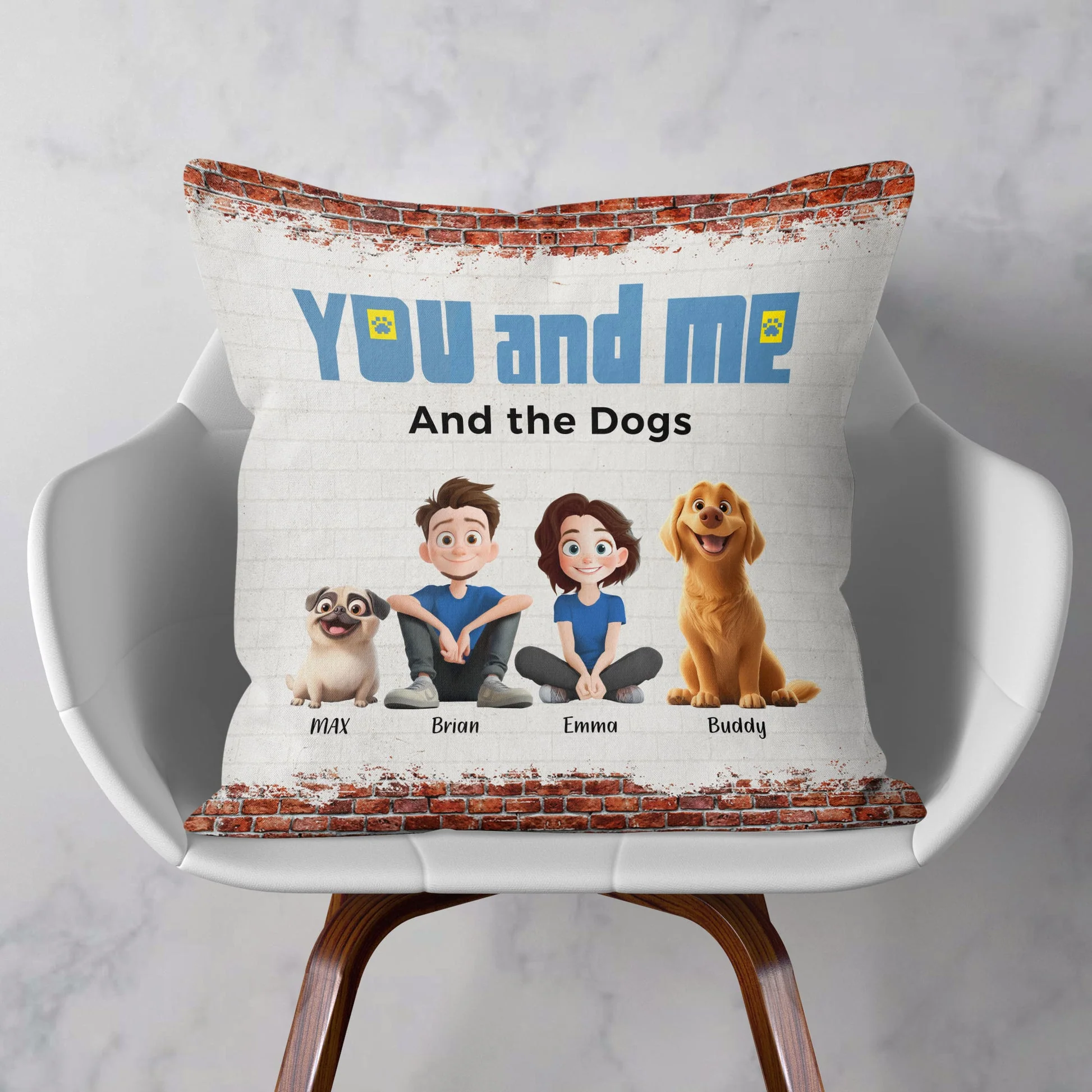 You, Me & The Lovely  Dogs Cartoon Pet - Personalized Pillow - Gift for Pet Owners, Dog Lovers, Dog Dad, Dog Mom, Cat Lovers, Cat Mom | CLP15 NH96 - Image 4