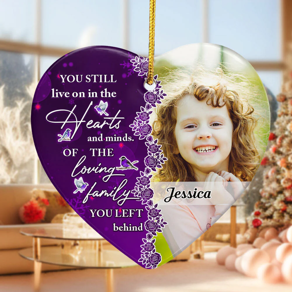 You Still Live On In The Hearts And Minds - Personalized Ceramic Photo Ornament PT CU4092624 - Image 4