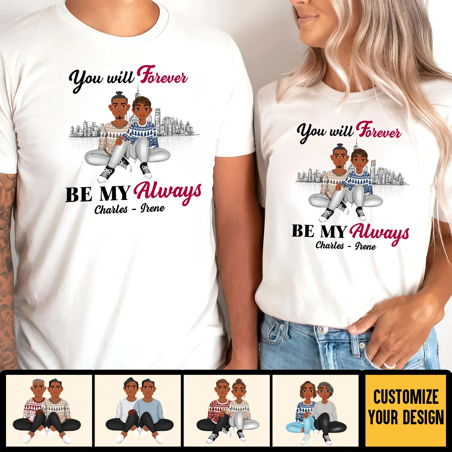 You Will Forever Be My Always Black African - Personalized Shirt - Gift For Couple, Husband Wife - GR1 NH96 - Image 2