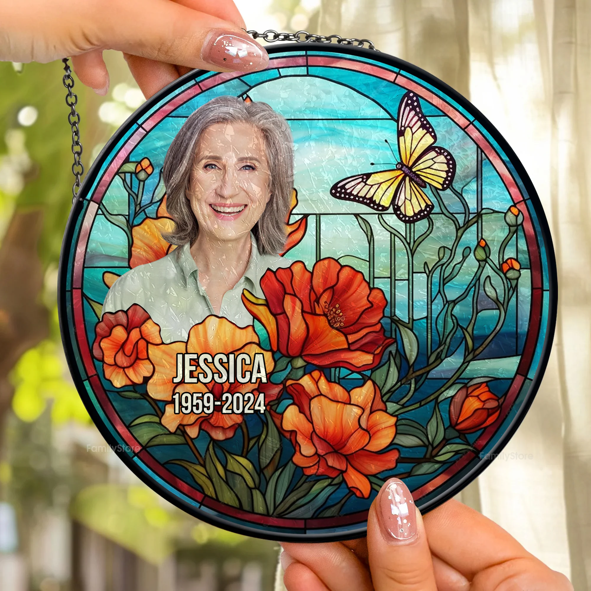 You Will Remain In Our Hearts Forever - Memorial Gift - Personalized Stained Glass Window Hanging Suncatcher - NA94 - Image 2