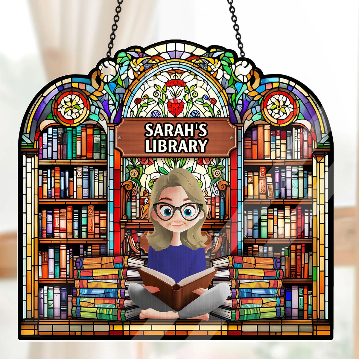 Your Library - Personalized Window Hanging Suncatcher | CLB2 - Image 5
