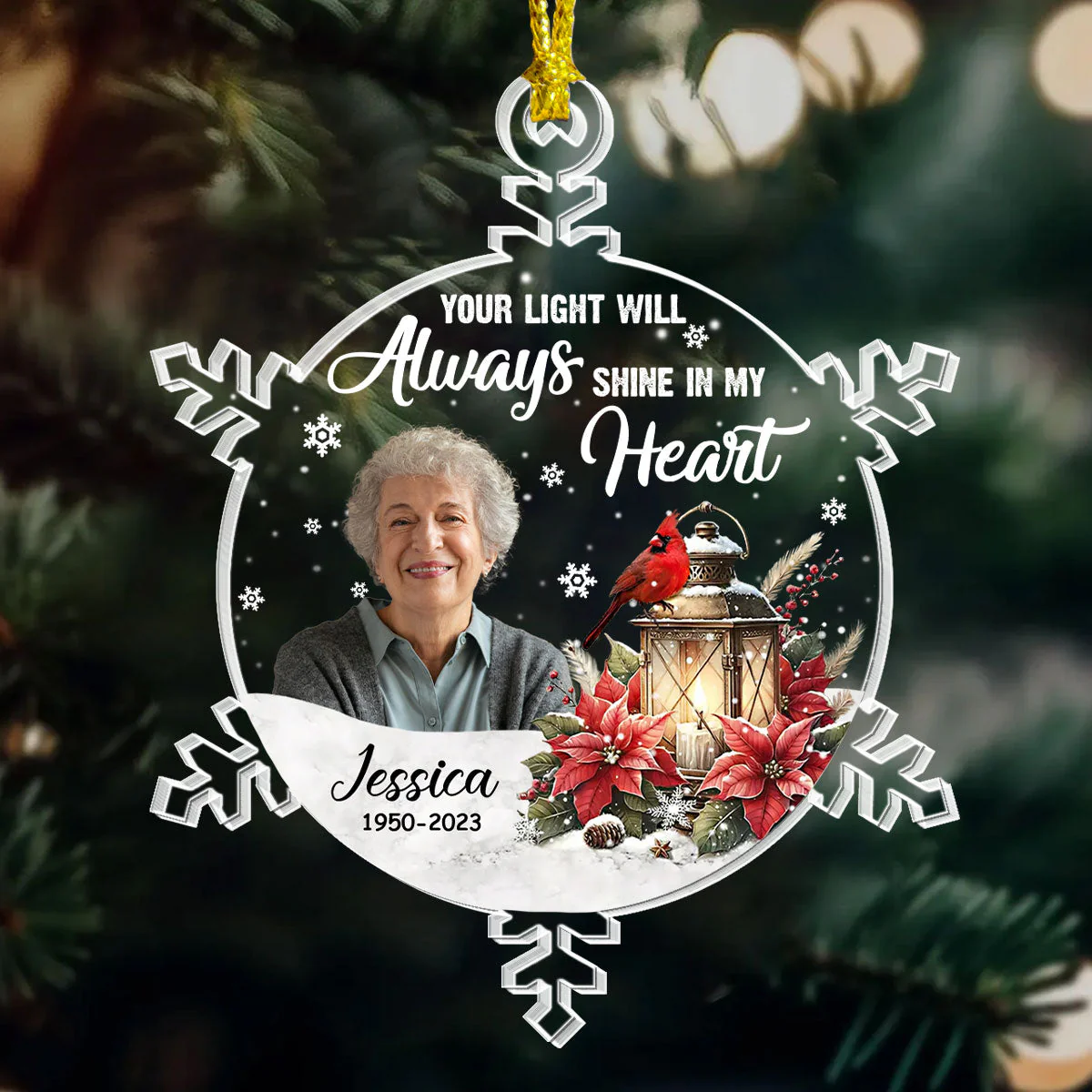 Your Light Will Always Shine In My Heart - Personalized Acrylic Ornament - Image 2