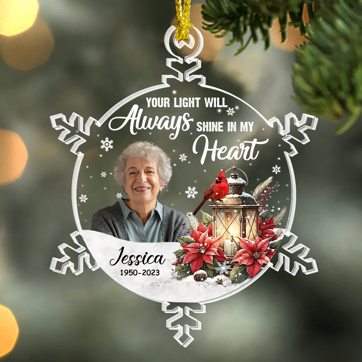 Your Light Will Always Shine In My Heart - Personalized Acrylic Ornament - Image 3