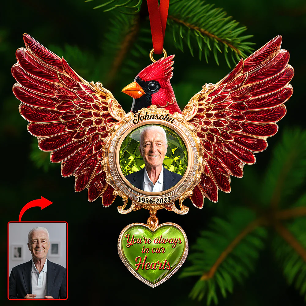 You're Always In Our Hearts - Personalized Cardinal Acrylic Ornament - Christmas Gift For Family, Memorial Human HH01