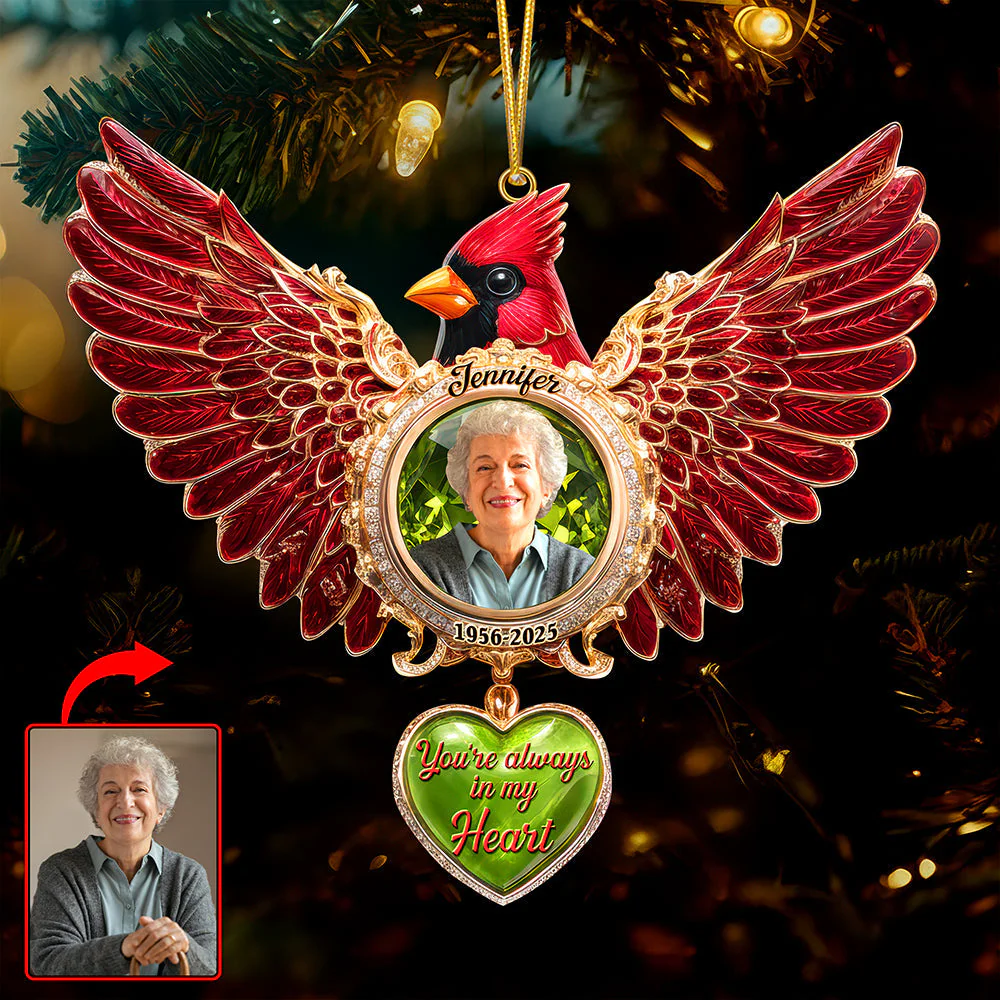 You're Always In Our Hearts - Personalized Cardinal Acrylic Ornament - Christmas Gift For Family, Memorial Human HH01 - Image 2