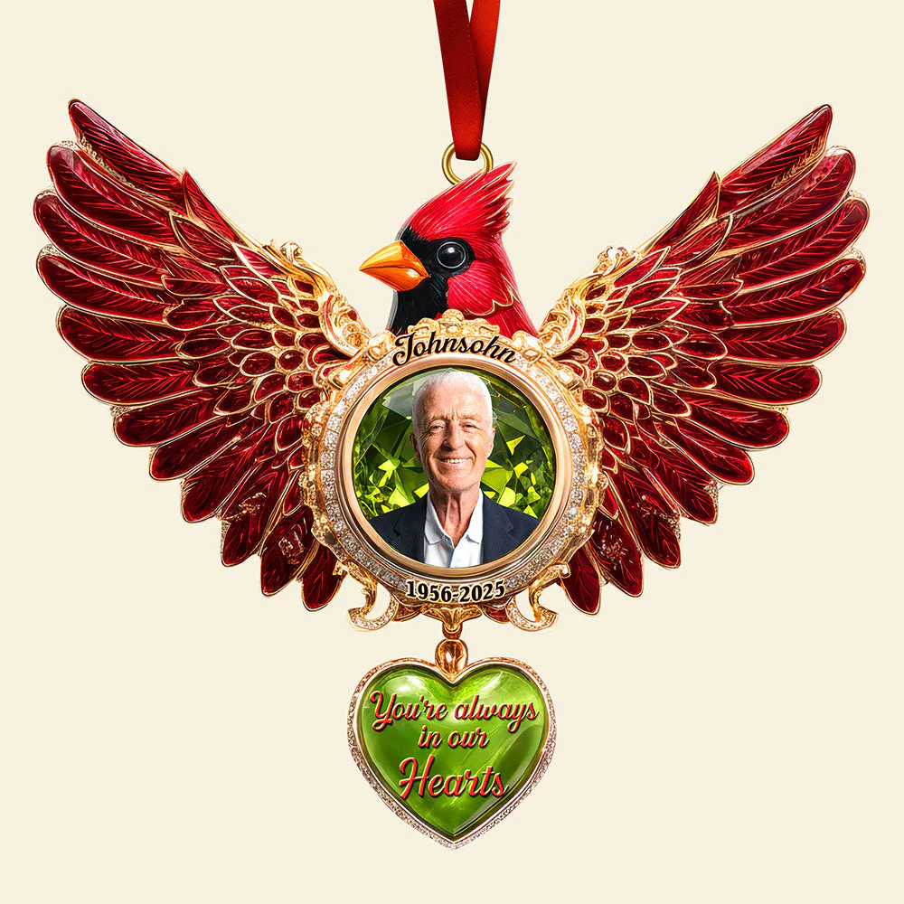 You're Always In Our Hearts - Personalized Cardinal Acrylic Ornament - Christmas Gift For Family, Memorial Human HH01 - Image 3