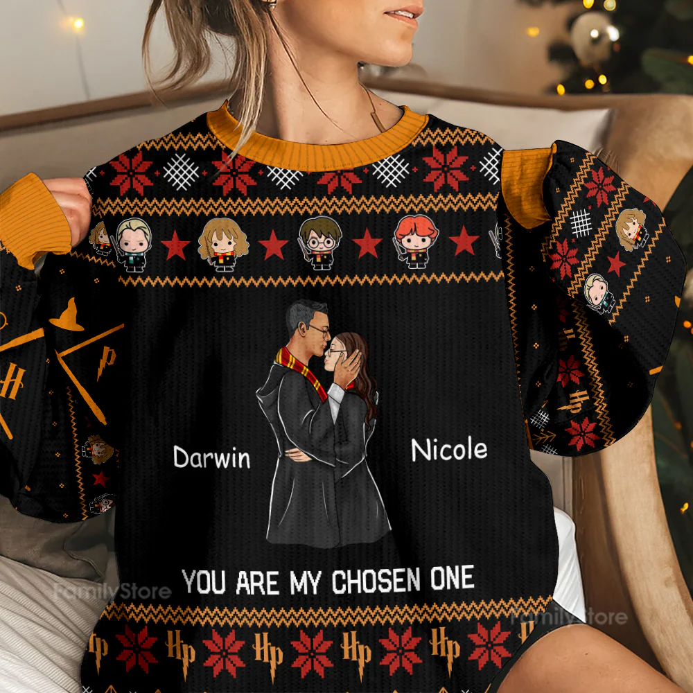 You're My Chosen One Wizard And Witch - Personalized Ugly Sweater - Gift For Couple, Husband Wife, Anniversary CL20 NH96 - Image 3
