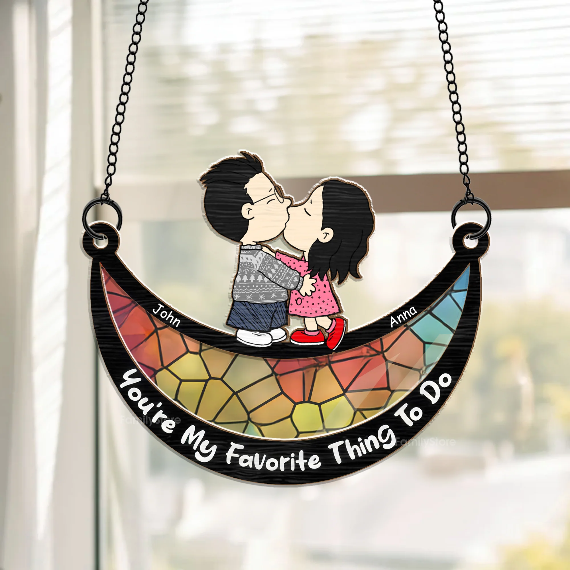 You're My Favorite Thing To Do Peanut - Personalized  Window Hanging Window Hanging Suncatcher Ornament - Gift For Couple, Husband Wife - CL45 NH96