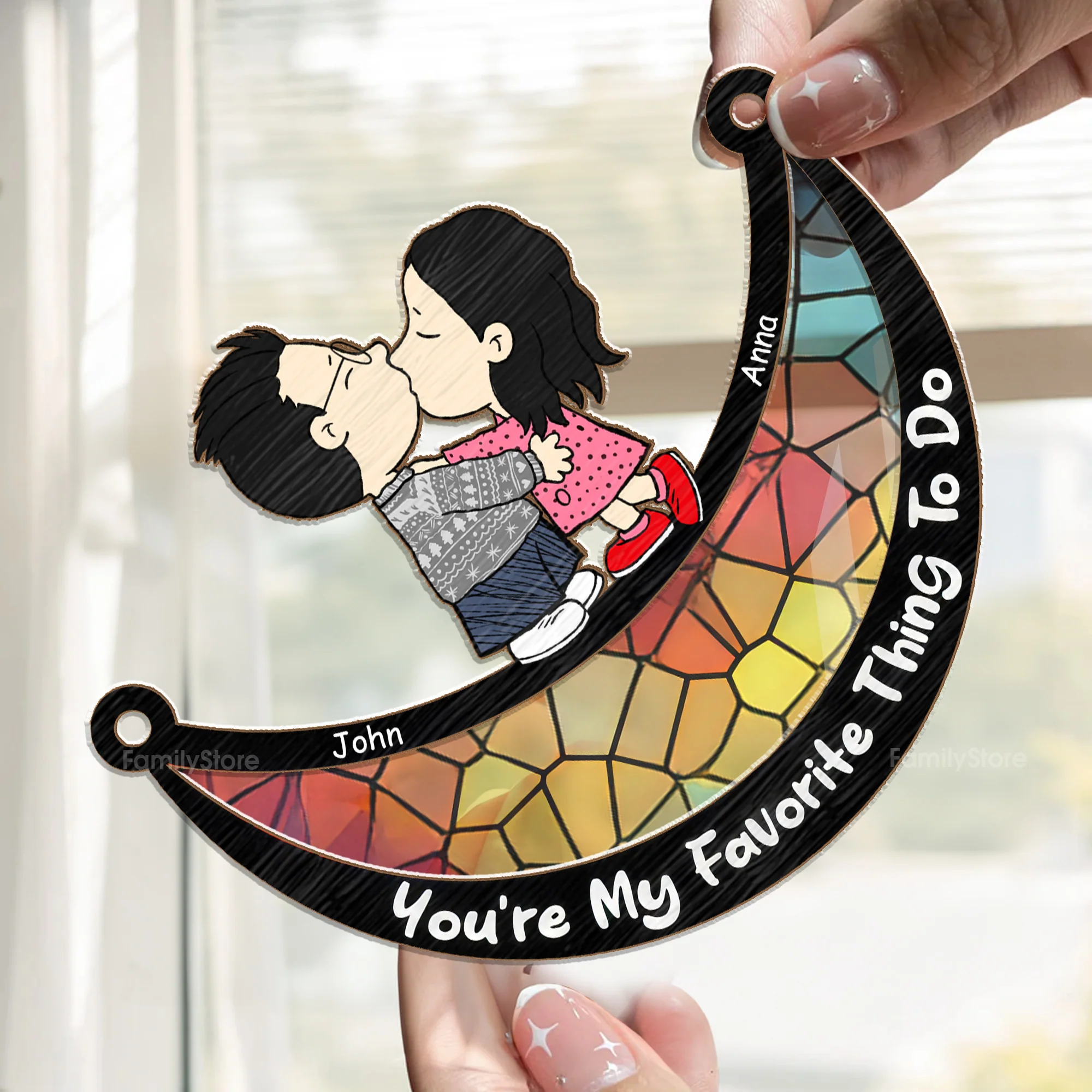 You're My Favorite Thing To Do Peanut - Personalized  Window Hanging Window Hanging Suncatcher Ornament - Gift For Couple, Husband Wife - CL45 NH96 - Image 2