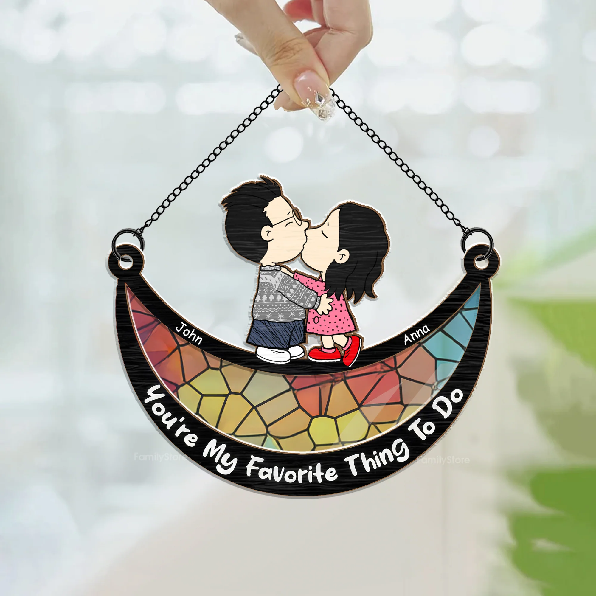 You're My Favorite Thing To Do Peanut - Personalized  Window Hanging Window Hanging Suncatcher Ornament - Gift For Couple, Husband Wife - CL45 NH96 - Image 3