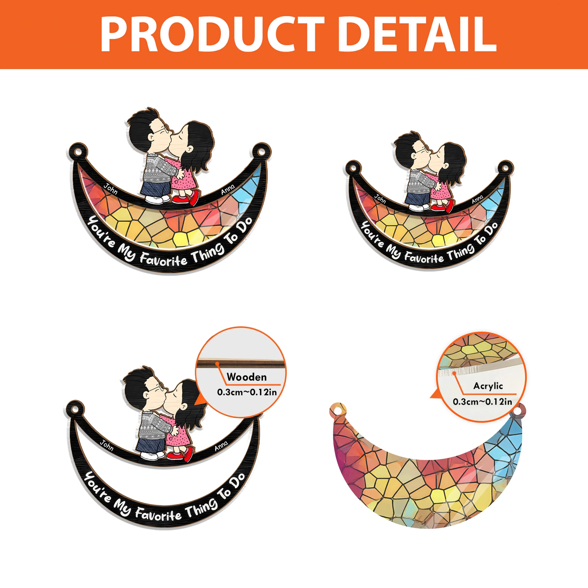 You're My Favorite Thing To Do Peanut - Personalized  Window Hanging Window Hanging Suncatcher Ornament - Gift For Couple, Husband Wife - CL45 NH96 - Image 4