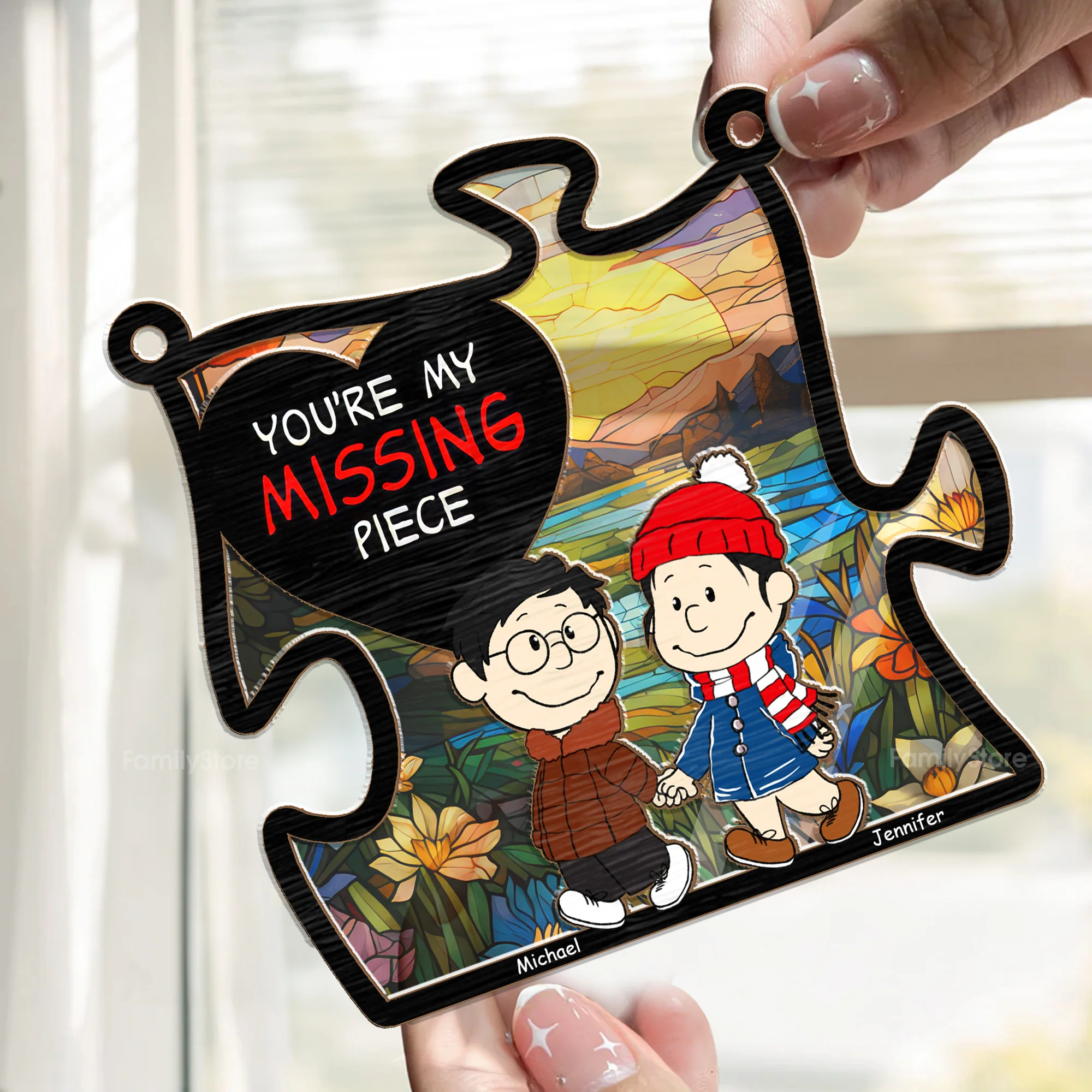 You're My Missing Piece - Personalized Window Hanging Window Hanging Suncatcher Ornament - Gift For Couple, Husband Wife - CL43 NH96 - Image 2