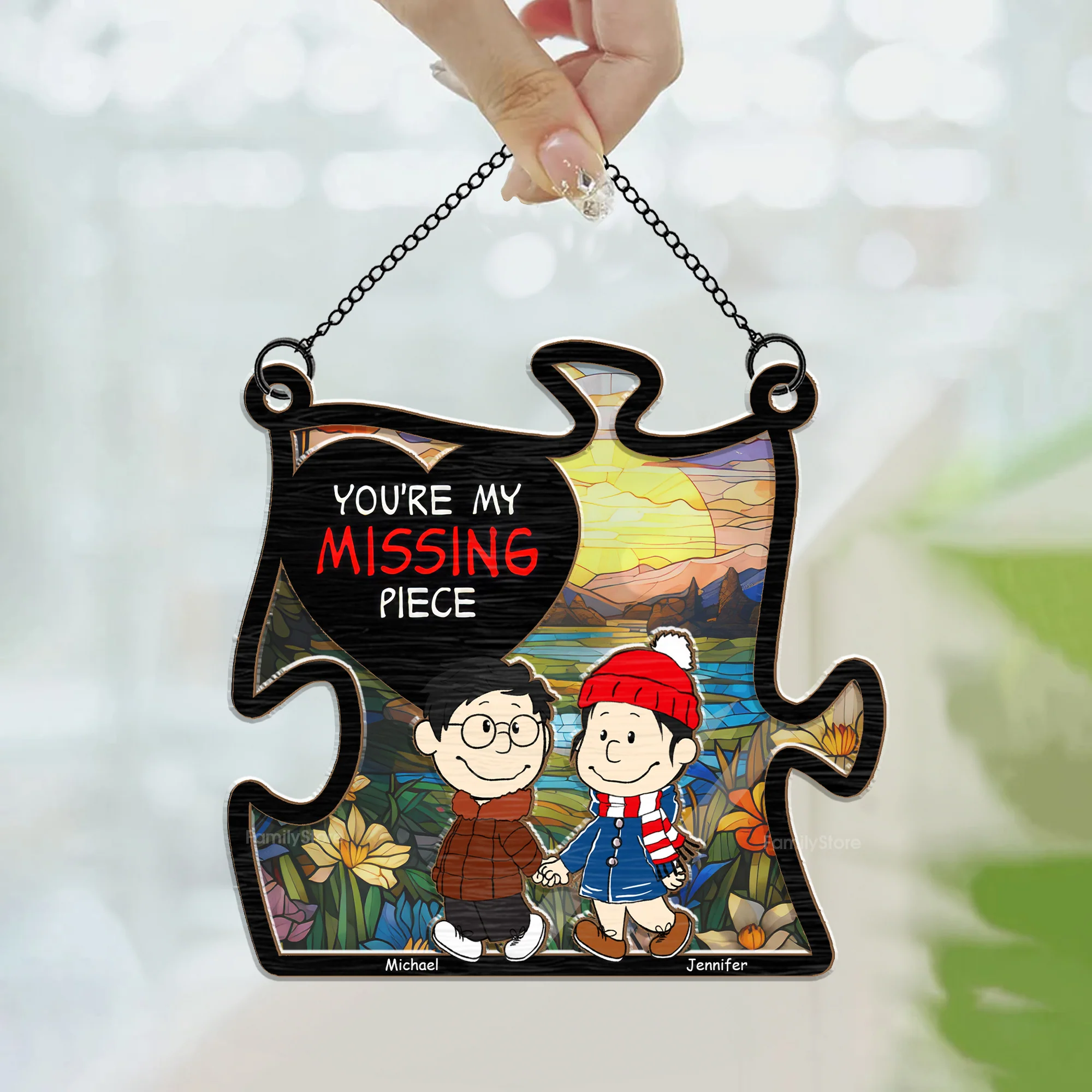 You're My Missing Piece - Personalized Window Hanging Window Hanging Suncatcher Ornament - Gift For Couple, Husband Wife - CL43 NH96 - Image 3