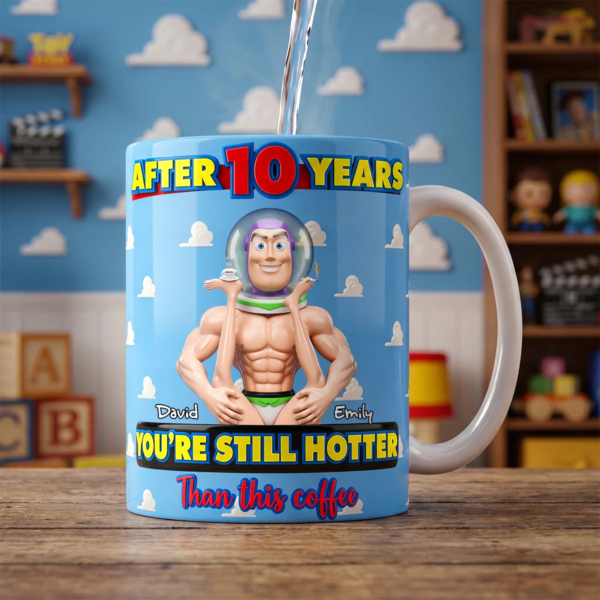 You're Still Hotter After 10 Years - Personalized White Edge-to-Edge Mug - Gift For Couple - DSNY - Image 2