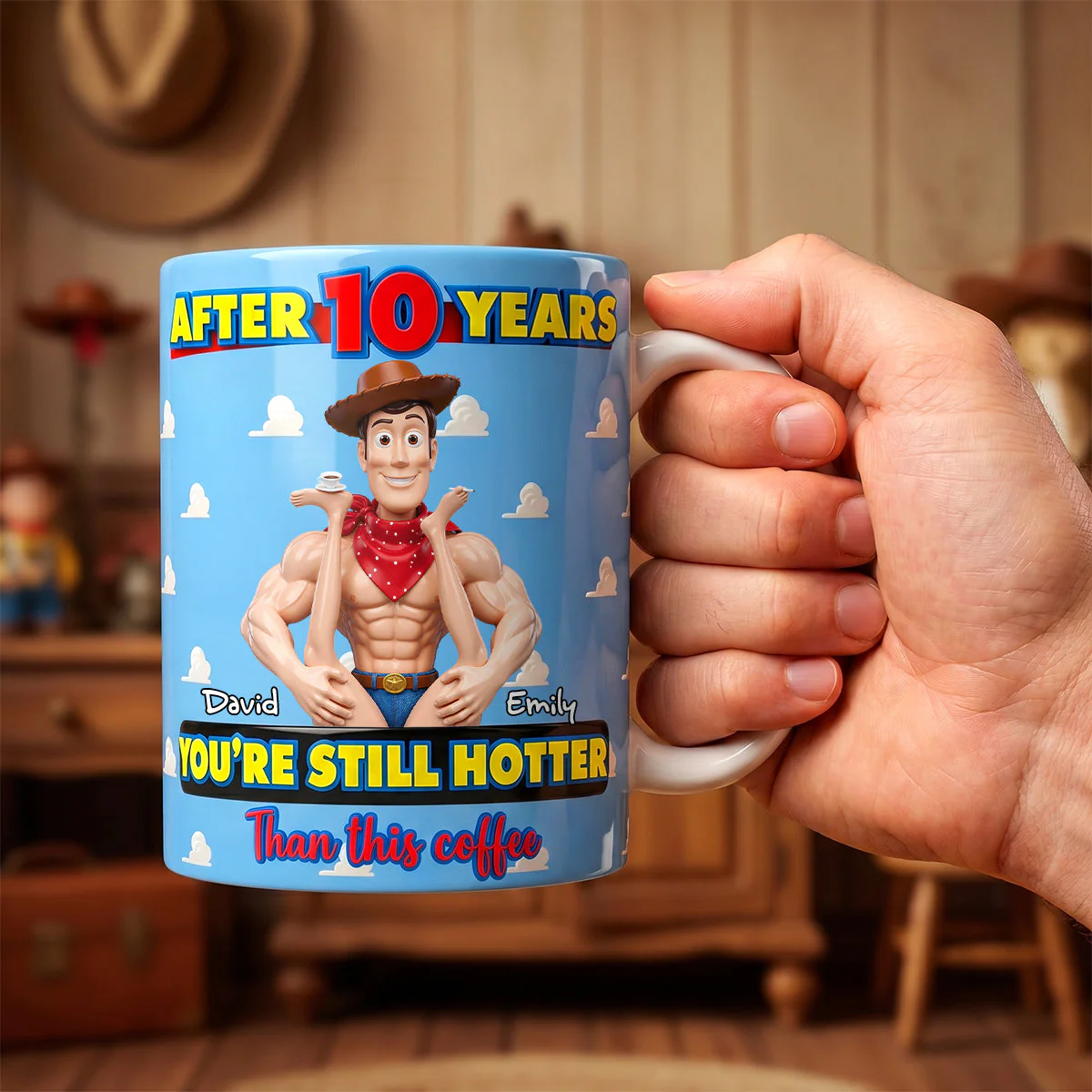 You're Still Hotter After 10 Years - Personalized White Edge-to-Edge Mug - Gift For Couple - DSNY - Image 3