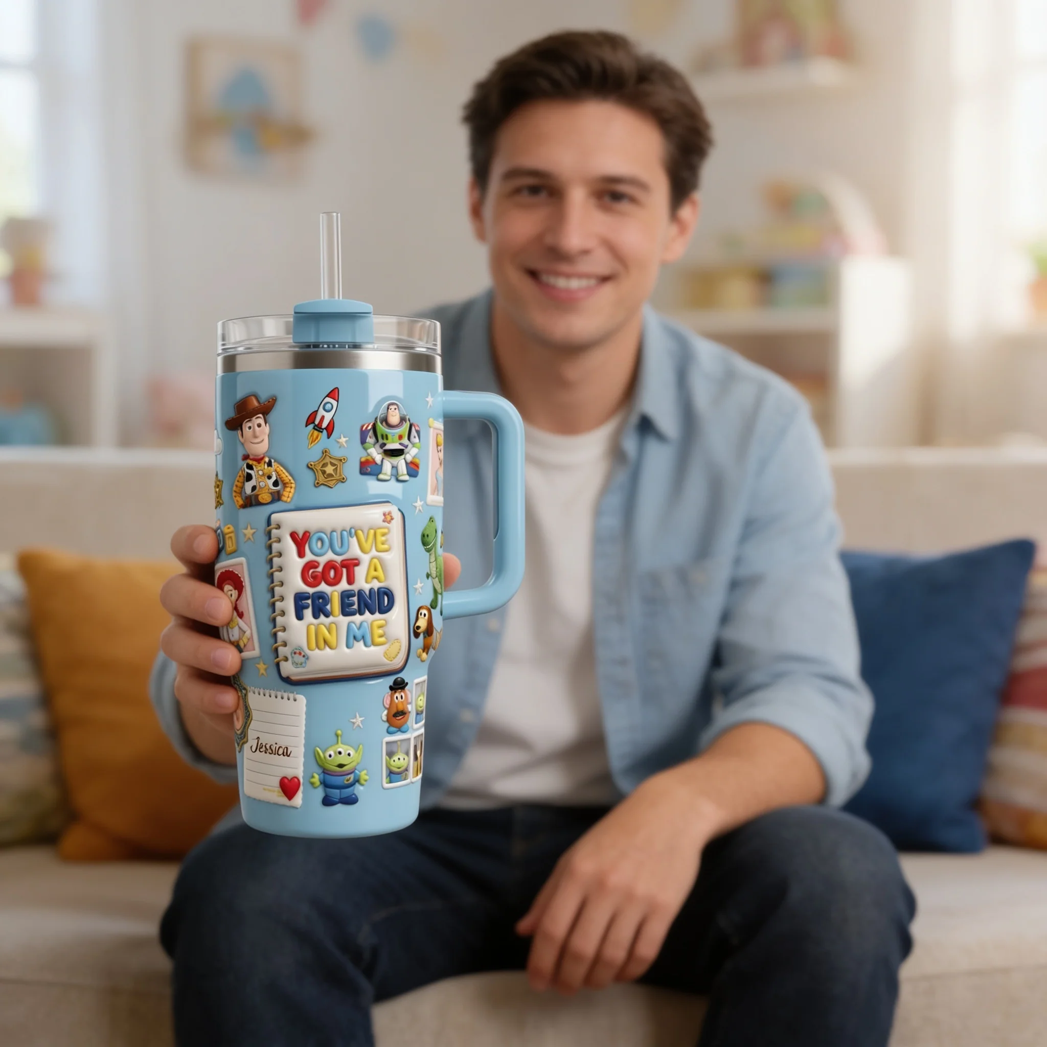 You've Got A Friend In Me - Personalized Tumbler With Handle - Gift For Movie Fans - DSNY - Image 3