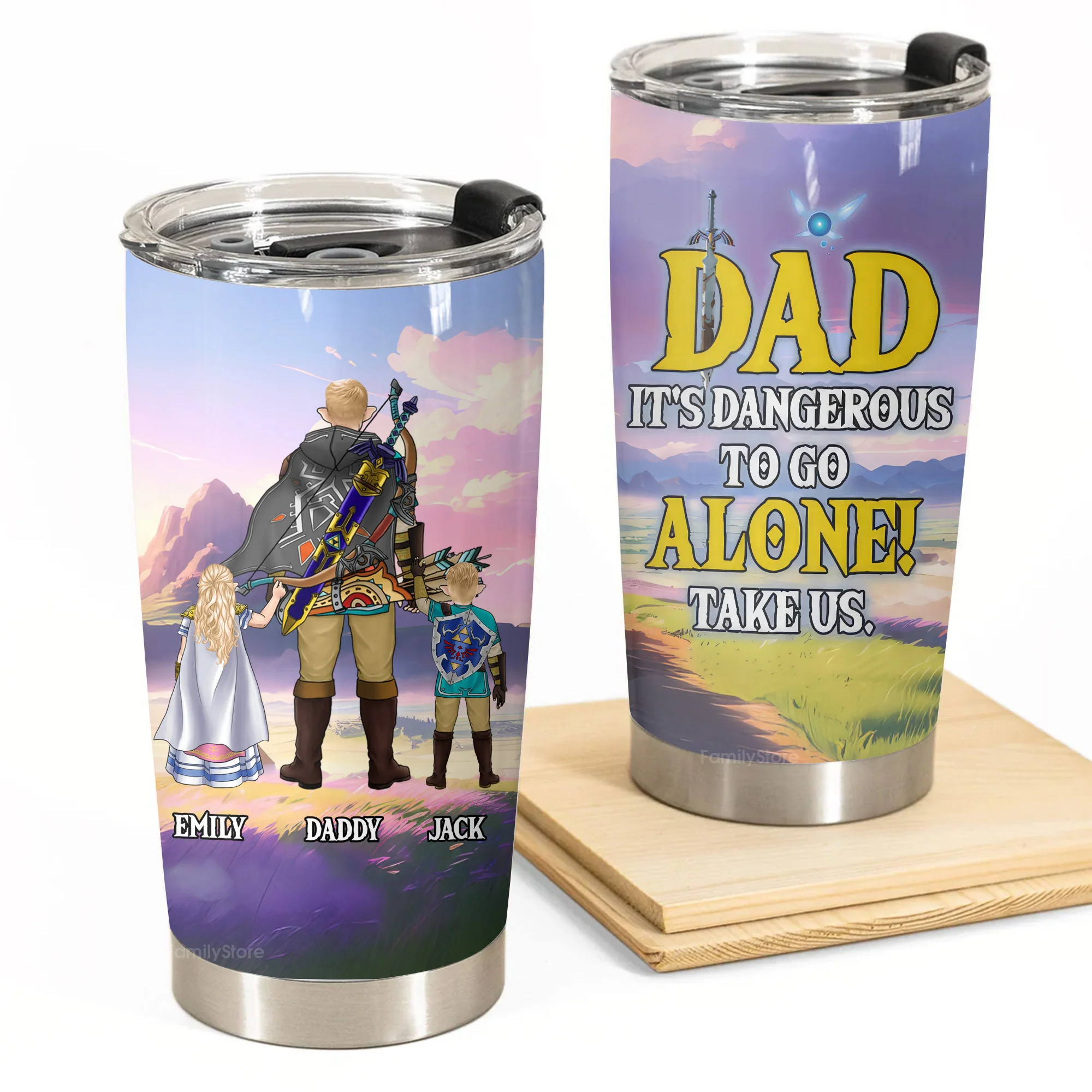 Zelda Dad It's Dangerous To Go Alone, Take Us - Personalized Stainless Steel Tumbler - Gift For Dad, Father's Day | CL07 NA94 - Image 4