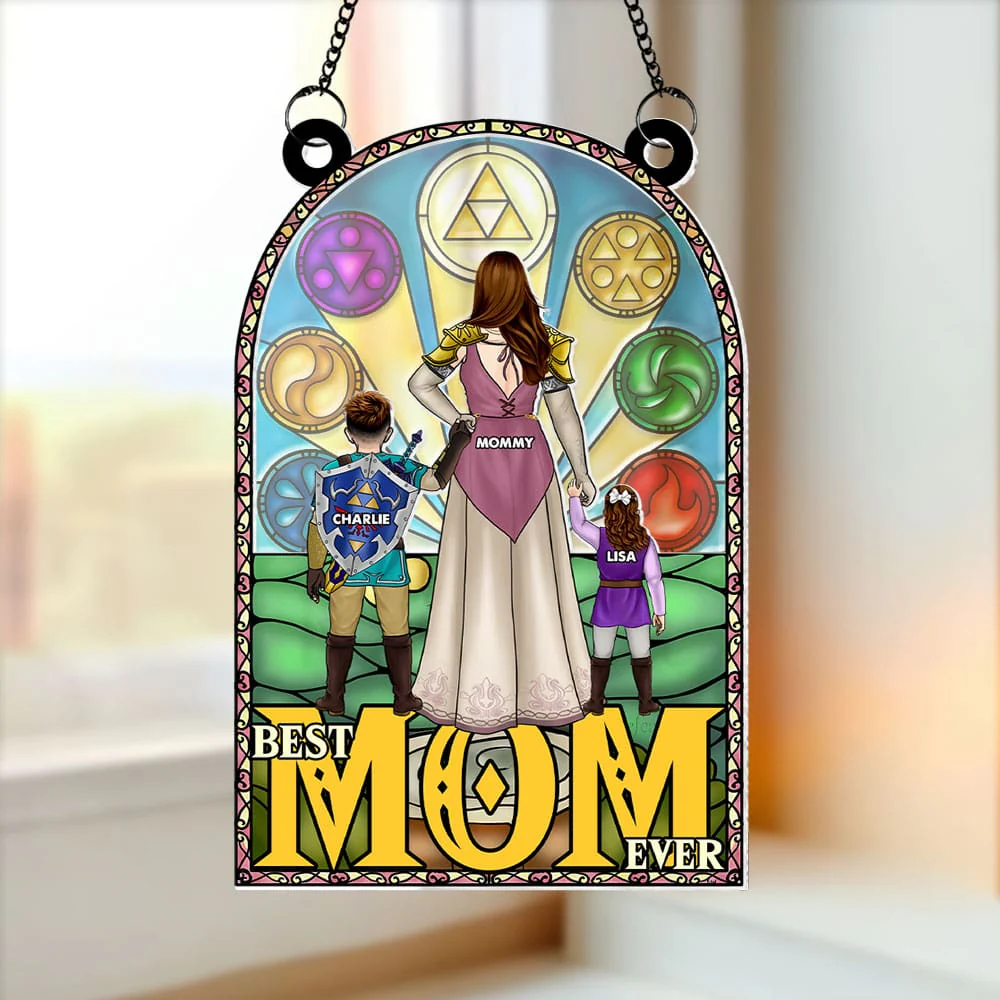 Zelda Mom Best Mom Ever - Personalized Window Hanging Suncatcher - Gifts For Mom, Wife| CL07.ver2