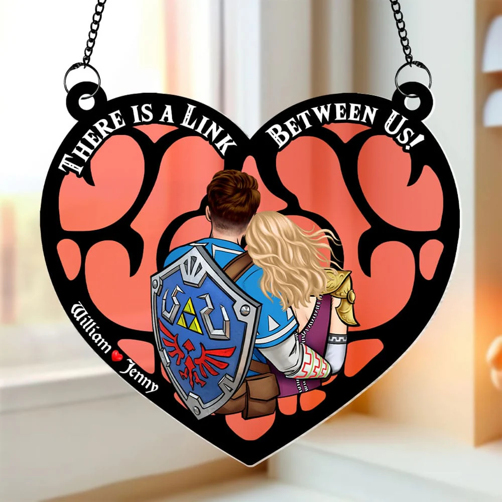 Zelda There Is A Link Between Us - Personalized Window Hanging Window Hanging Suncatcher Ornament - Gift For Couple, Husband Wife - CL32 NA94